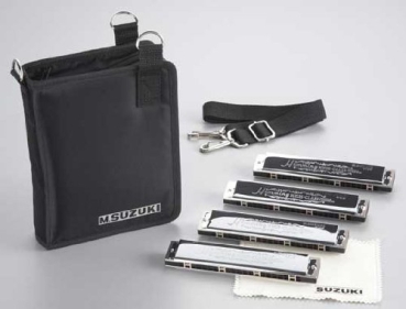 SUZUKI Mundharmonika SU-21W-S   4er SET mit Tasche