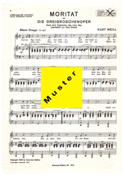 Moritat - Die Dreigroschenoper - für Klavier