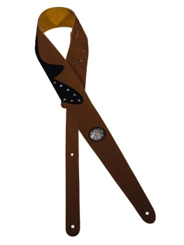 Gitarrengurt Gaucho GST-580 DB Ledergurt – Braun-Schwarz mit Nieten