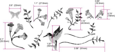 B-150AH-BL Inlay Stickers, Assorted Hummingbird