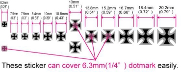 F-071IC-MT Inlay Stickers, Fret Mark - Iron Cross (Metallic)