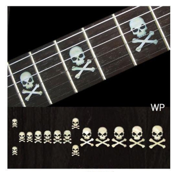 F-068SC-WT Inlay Stickers, Sideways Skull w/Crossbones Fret Markers