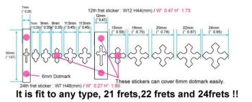 F-070CR-MT Inlay Stickers, Cross (Metallic) Fret Markers