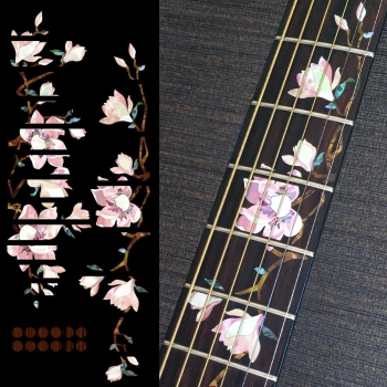 FT-297MN-G Inlay Stickers, Magnolia Tree with Pink Flowers Fret Markers