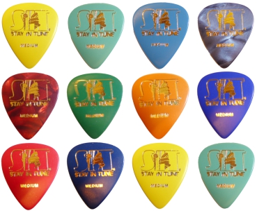 Stay in Tune 351  Shape Classic Celluloid Pick Medium Plektrum 12 Stück Verschiedene Farben Mix