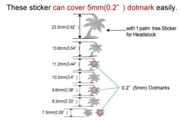 UKF-250PT-WT Inlay Stickers, Palm Trees - Fret Markers for Ukuleles