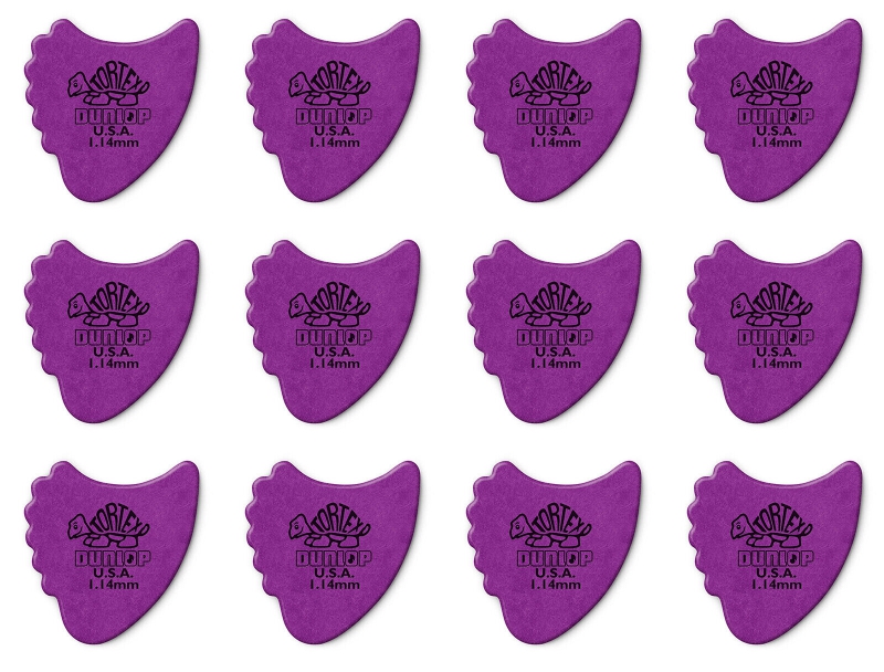 Dunlop Tortex 1,14mm Fin Picks Plektrum lila (12 Stück)