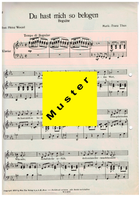 Du hast mich so belogen - Noten für Klavier