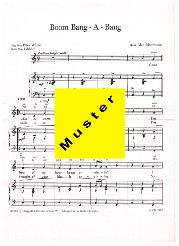 BOOM BANG - A - BANG - Noten für Klavier