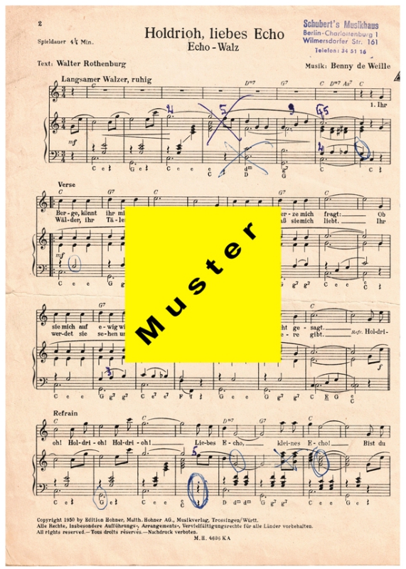 Holdrioh, liebes Echo - Noten für Klavier & Akkordeon