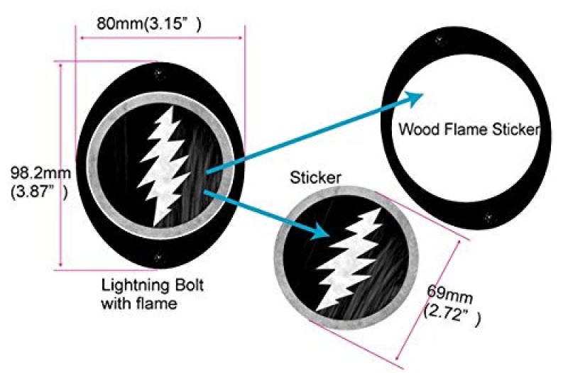 B-170GA-BT Inlay Stickers, Jerry Garcia (Grateful Dead) Lightning Bolt