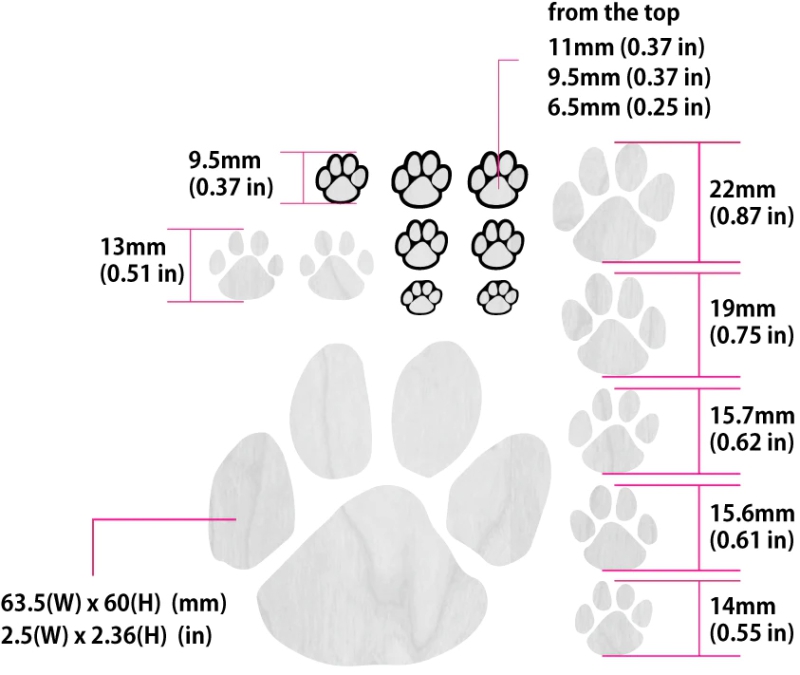 F-306AP-WT Inlay Stickers, Animal Foot Prints - Fret Markers