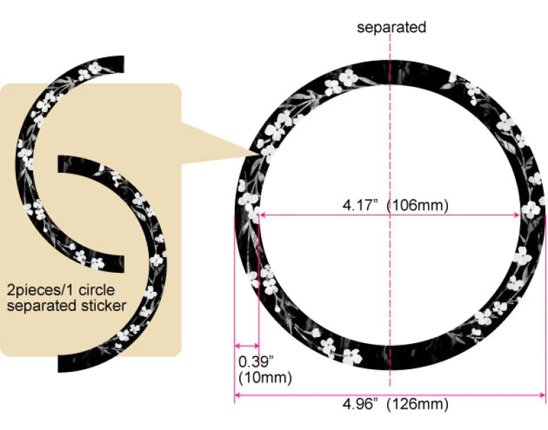 RS-241FL Inlay Stickers, Rosette (Flowers) - Purfling for Guitars