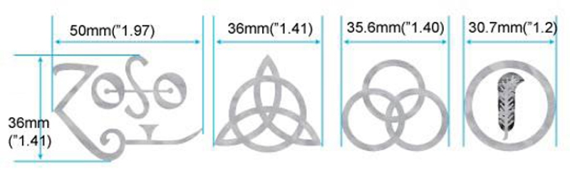 B-203Z4S-SET Inlay Stickers, Body/S- 4 symbols Led Zeppelin Inlay Stickers Decals