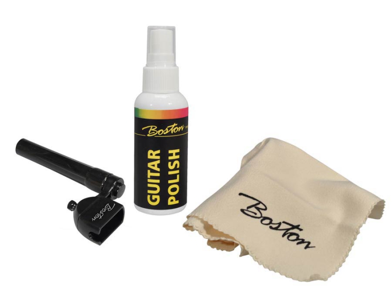 Boston BGM-14 Gitarren-Politur Reiniger in Sprühflasche mit Saitenkurbel und Tuch