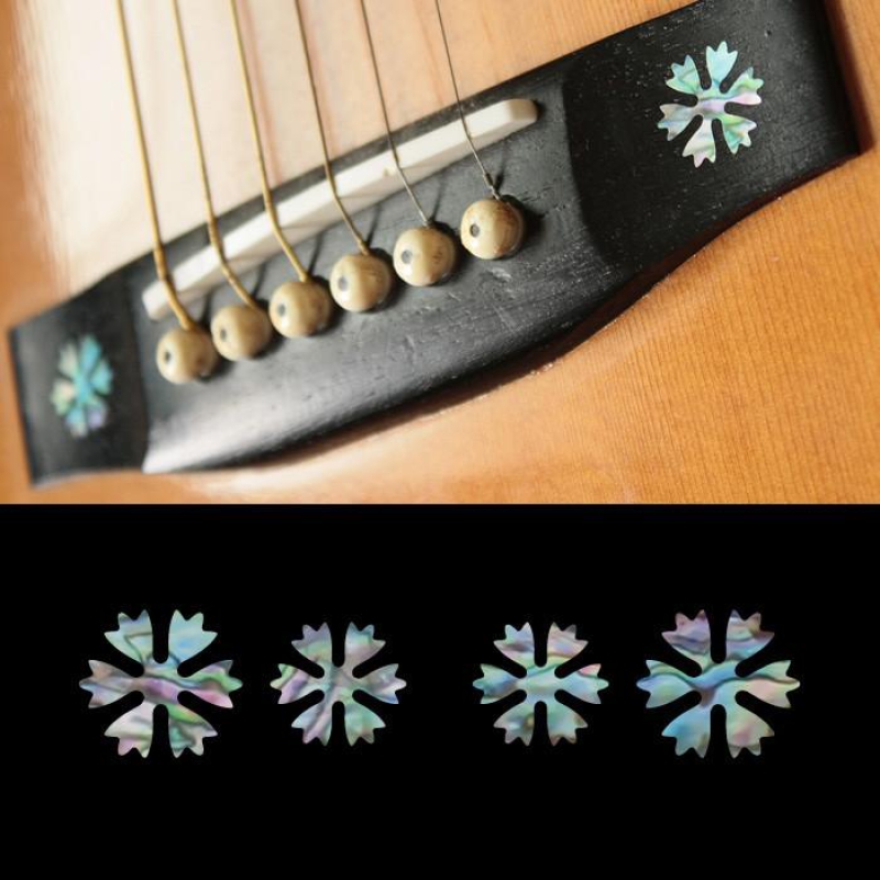 BS-220SF-MX Inlay Stickers, Guitar Bridge - Snowflakes 2pcs/set (Abalone Mixed)