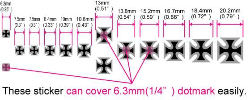 F-071IC-MT Inlay Stickers, Fret Mark - Iron Cross (Metallic)