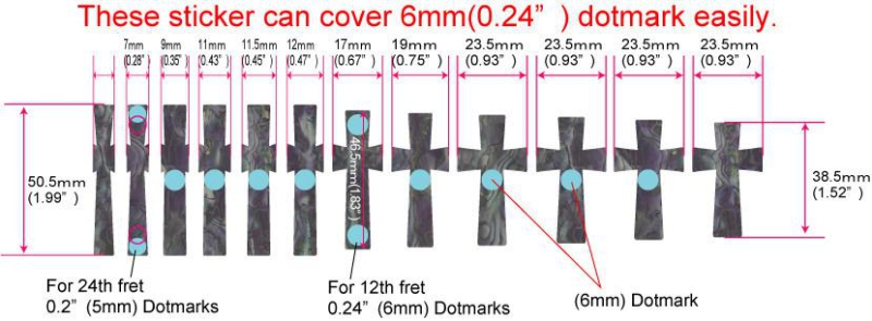 F-0741C-WT Inlay Stickers, Fret Mark-Iommi Cross (WS)