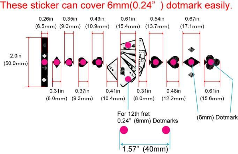 F-020PC-WT Inlay Stickers, Playing Card Fret Markers