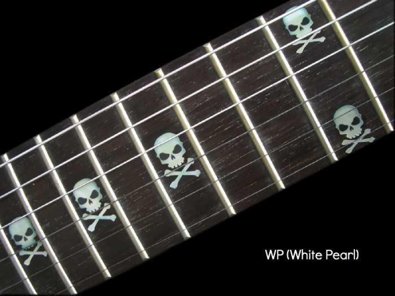 F-068SC-WT Inlay Stickers, Sideways Skull w/Crossbones Fret Markers