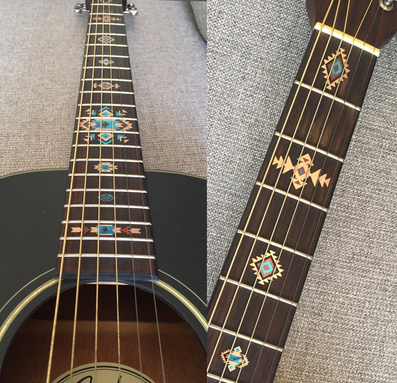 F-294NA-NA Inlay Stickers, Native American Style Ethnic Pattern Fret Markers (Natural)