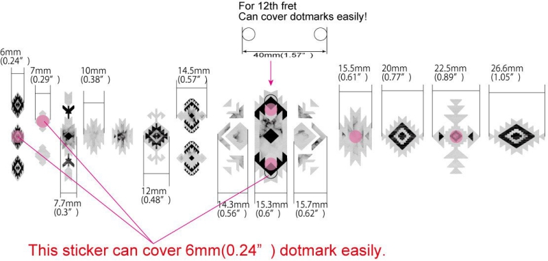 F-294NA-NA Inlay Stickers, Native American Style Ethnic Pattern Fret Markers (Natural)