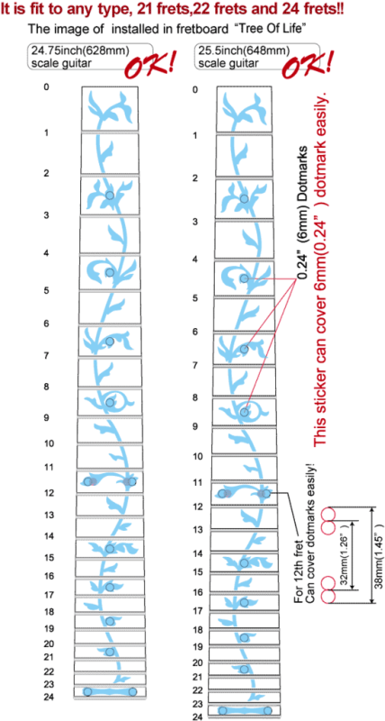 FT-050TG-WT Inlay Stickers, Tree Of Life Fret Markers