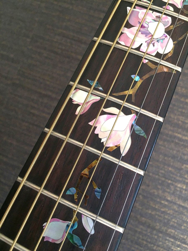 FT-297MN-G Inlay Stickers, Magnolia Tree with Pink Flowers Fret Markers