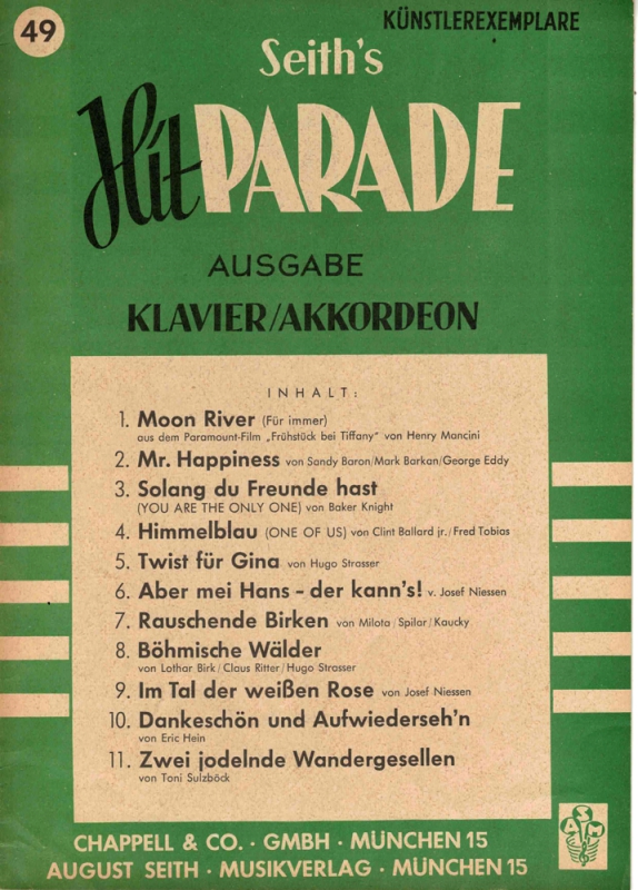 Seith´s Hitparade Heft 49 Künstlerexemplar
