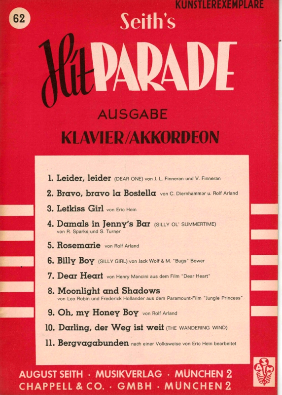Seith´s Hitparade Heft 62 Künstlerexemplar