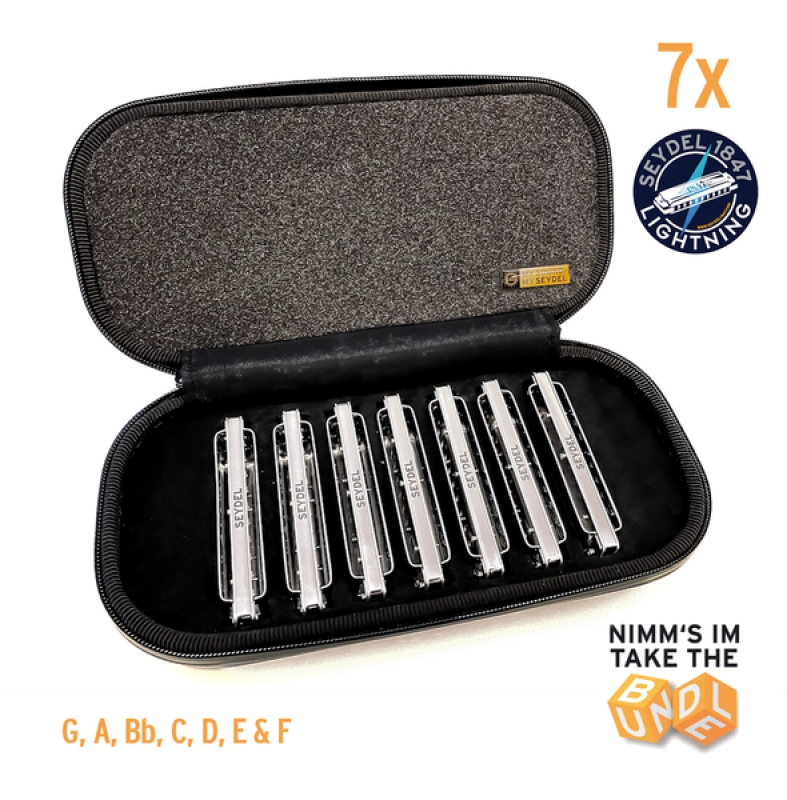 Seydel 1847 LIGHTNING Blues Mundharmonika im Set 16627 – in G, A, Bb, C, D, E und F