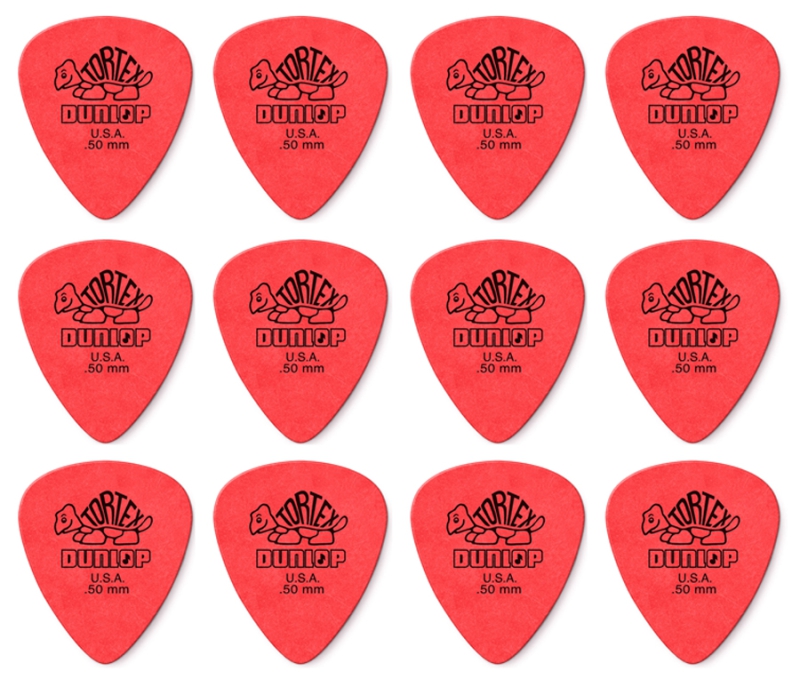 Dunlop Tortex 0,50mm Standard Plektrum Rot (12 Stück)