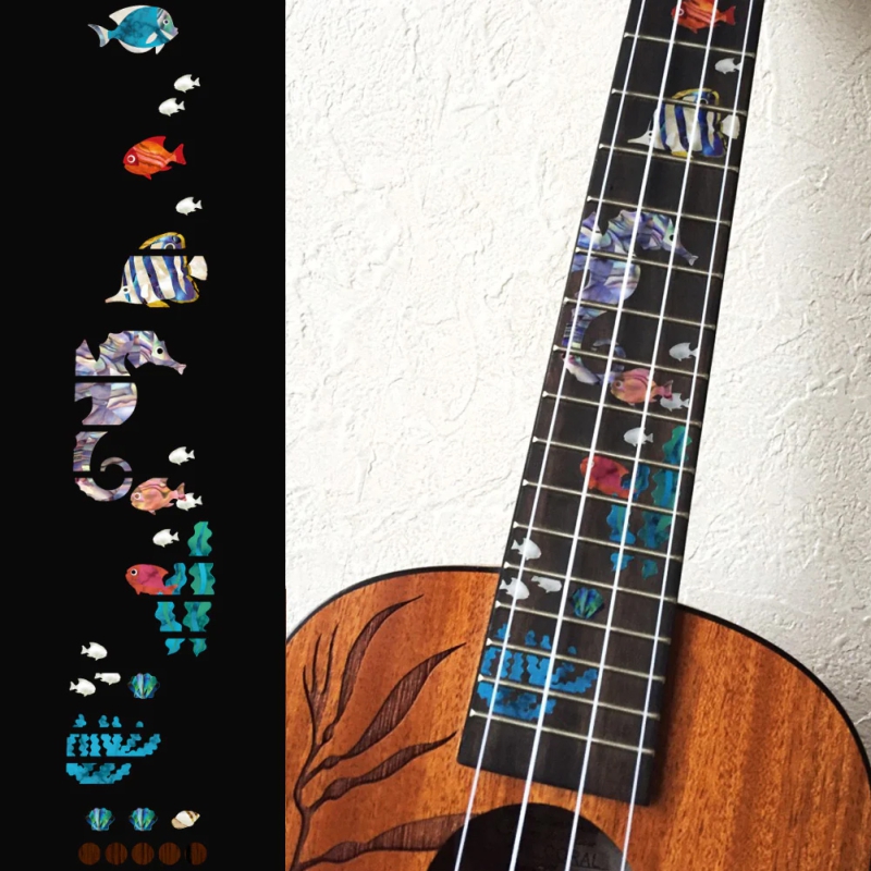 UKF-258SS-S Inlay Stickers, Fret Mark-Ukulele Small Sea World