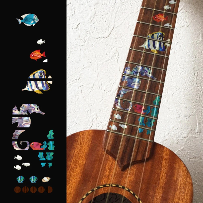 UKF-258SS-S Inlay Stickers, Fret Mark-Ukulele Small Sea World