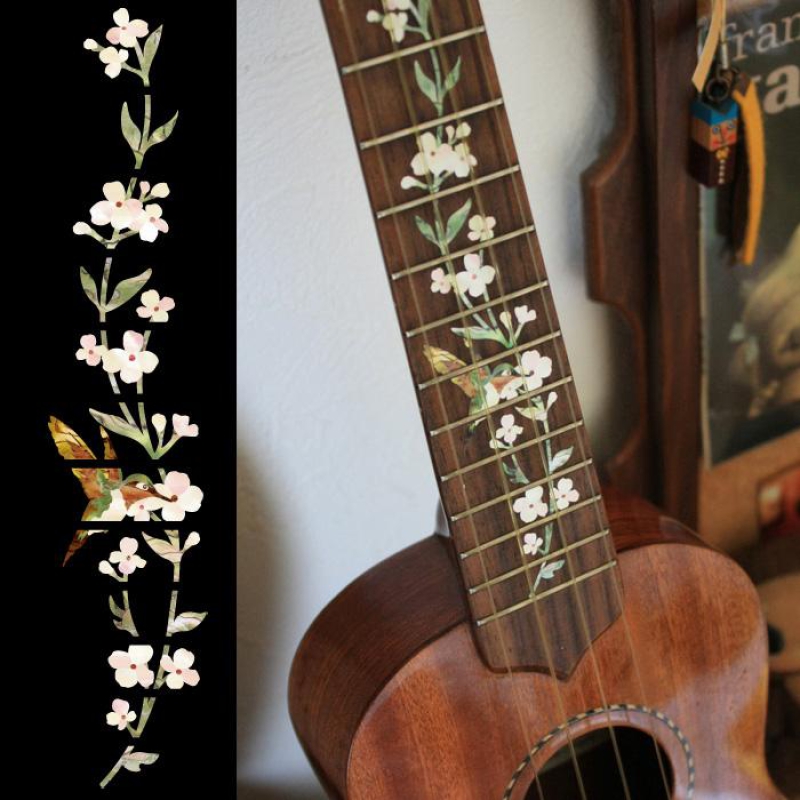 UKF-260TH-S Inlay Stickers, Fret Mark-Ukulele Tree of Life with Hummingbird