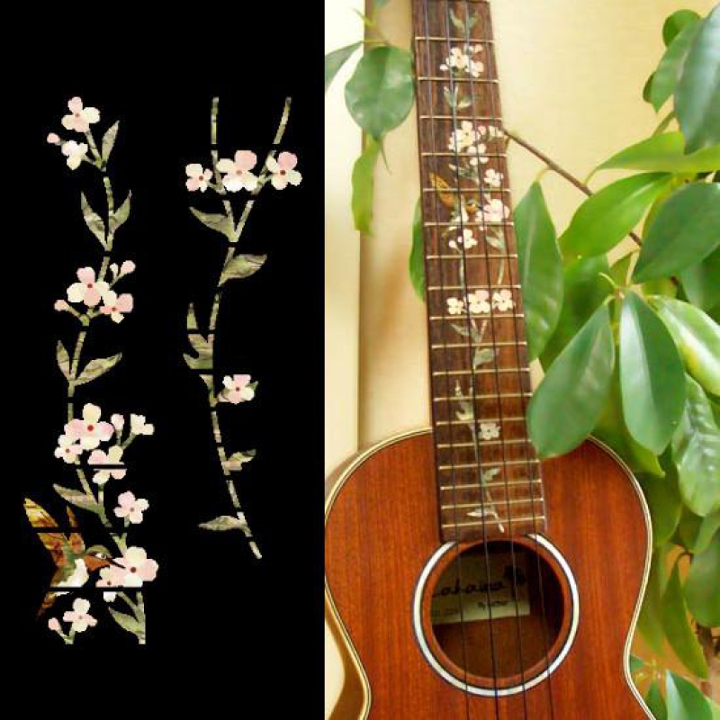 UKF-260TH-S Inlay Stickers, Fret Mark-Ukulele Tree of Life with Hummingbird
