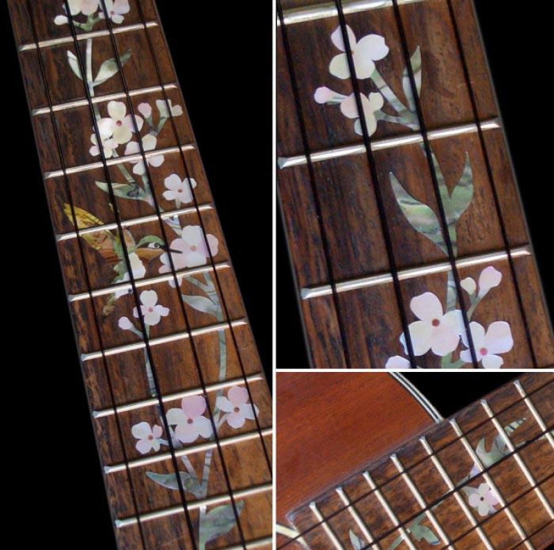 UKF-260TH-S Inlay Stickers, Fret Mark-Ukulele Tree of Life with Hummingbird