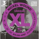 D`Addario EXL120-4PBT - 3er Sparpack für E-Gitarre plus gratis Saitensatz